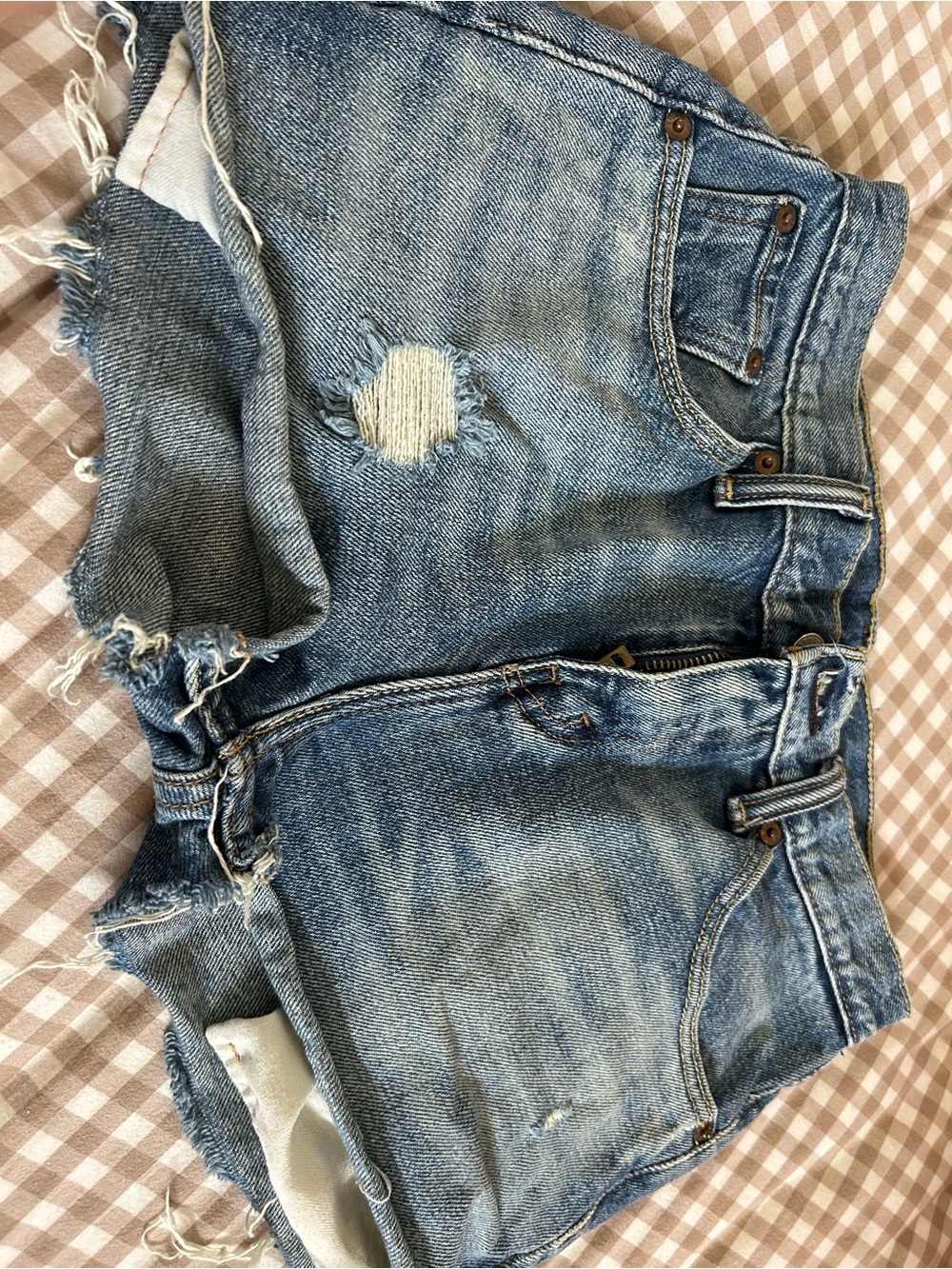 Levi's Distressed Light Blue Denim Jean Shorts